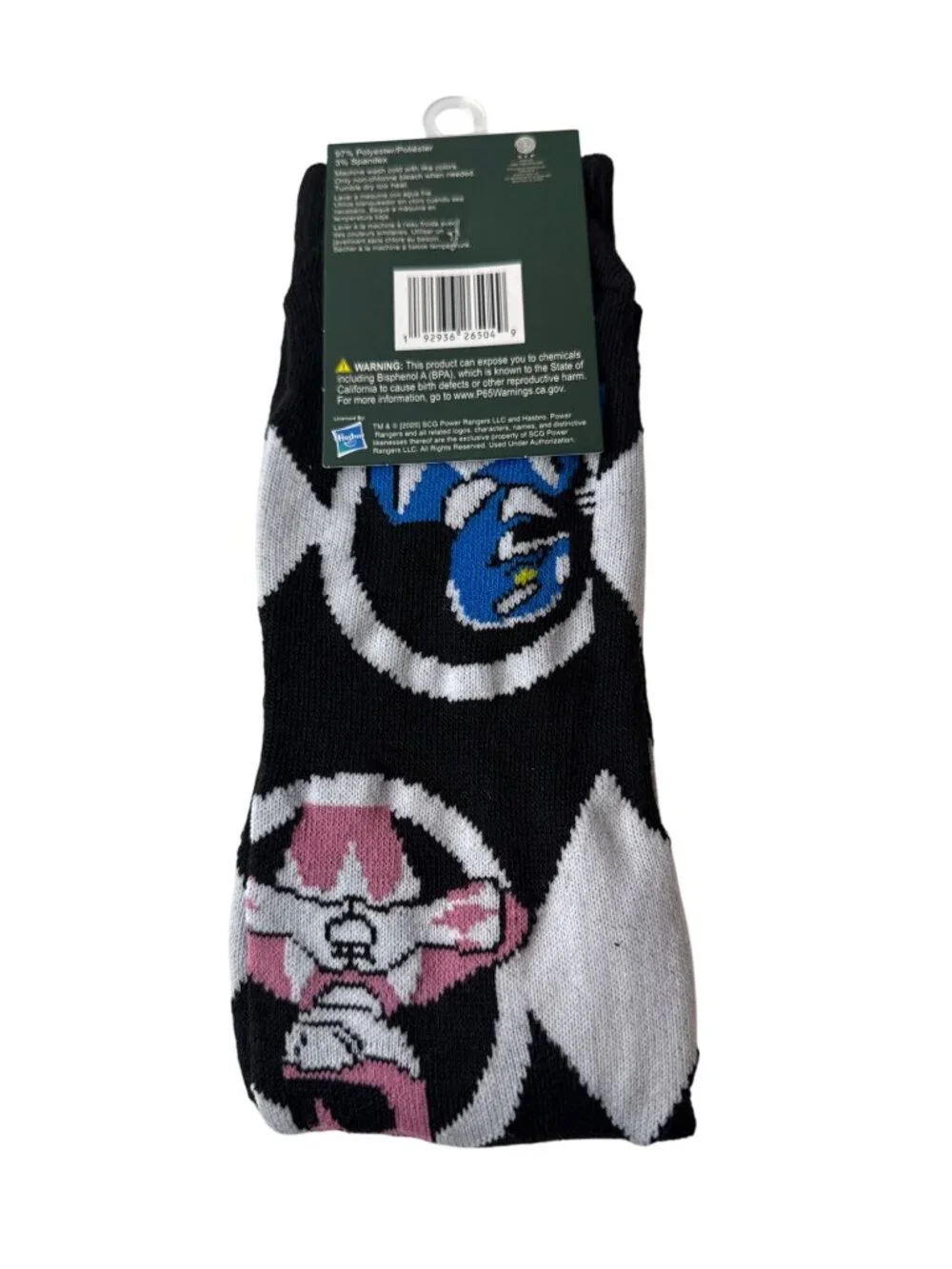 Power Rangers Crew Socks Mens 6-13 Red Yellow Graphic Novelty New